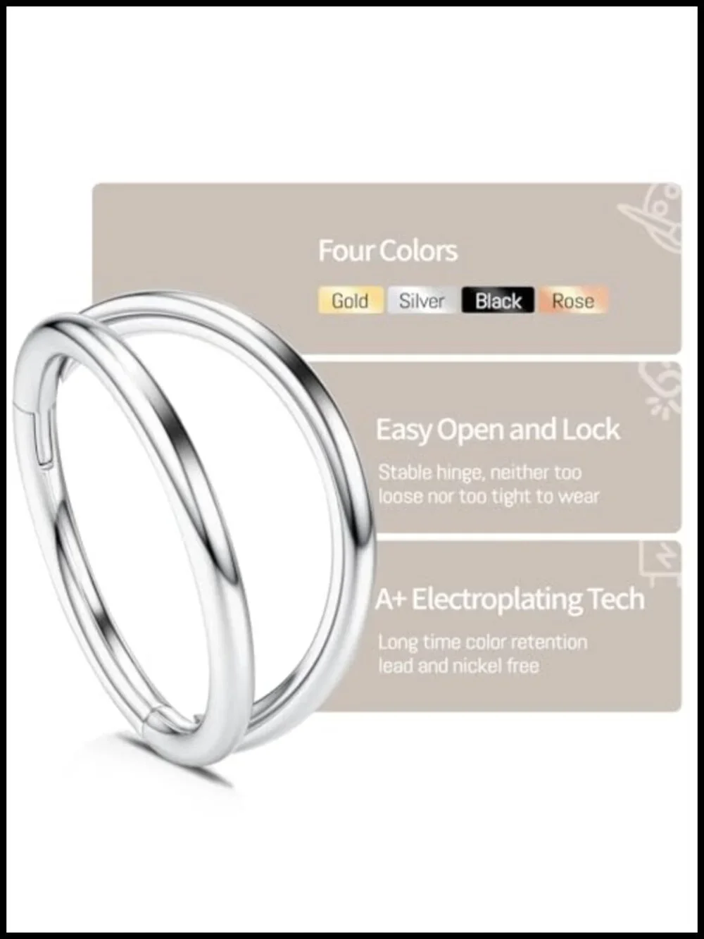 Hypoallergenic Titanium Nose Rings for Women 2-Piece Double Hoop